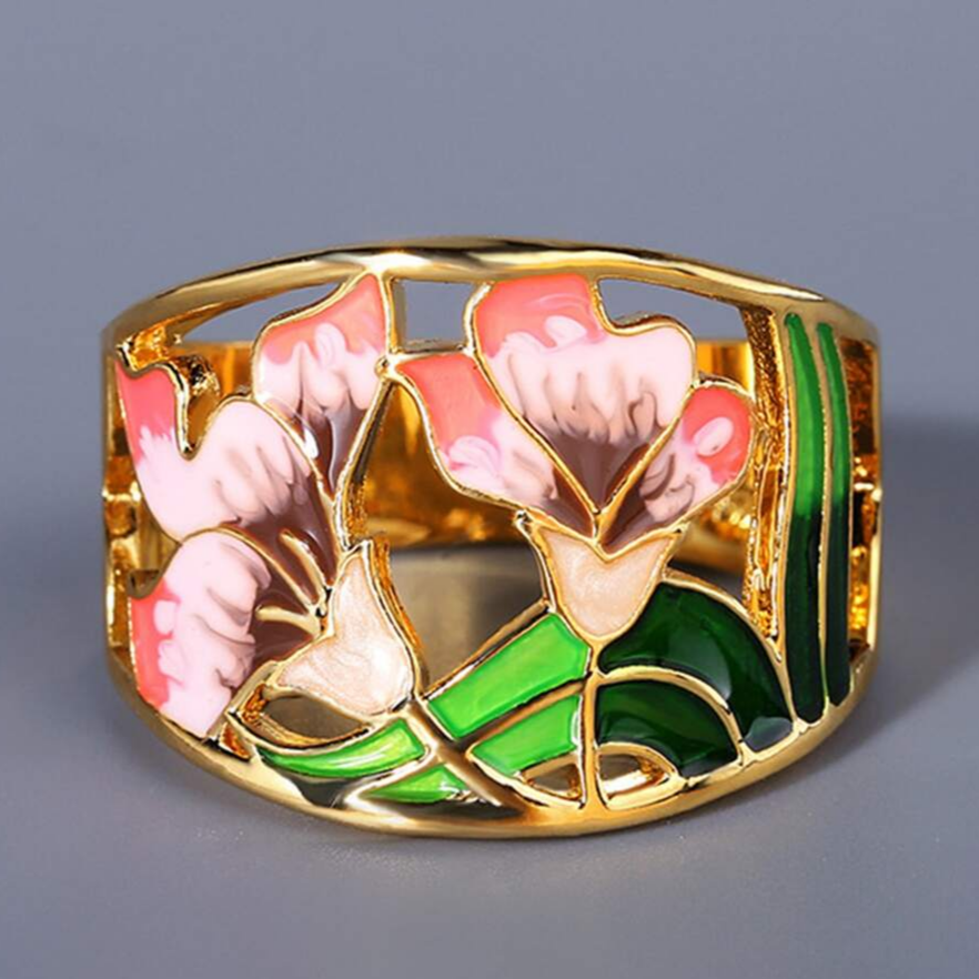 Vintage Emalje Blomst Ring